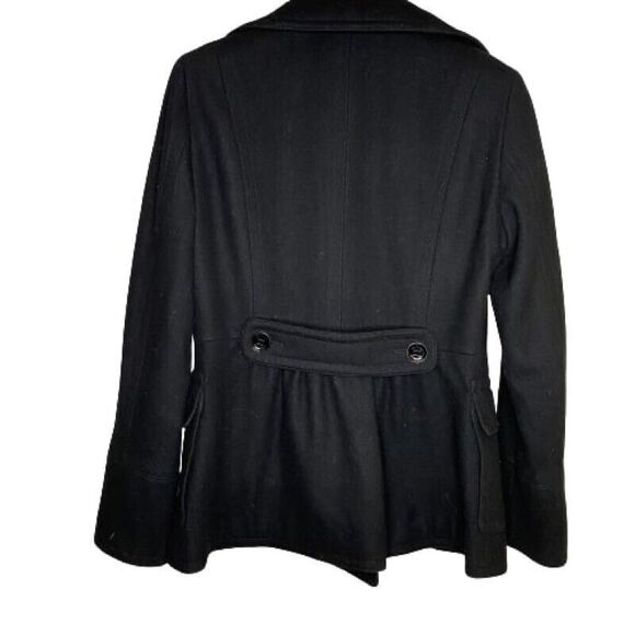 Calvin Klein Peacoat Womens 10 Black Jacket Wool Double Breasted Pocket Neck - Picture 11 of 16